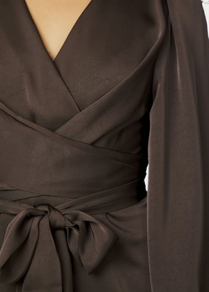 Rimini heavy sateen kjole Dark Brown Neo Noir 